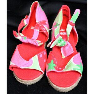 2013 Gymboree Strawberry Sweetheart Espadrille Sandals sz 8 Summer Bow Easy On